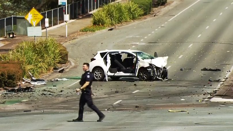 The stolen Audi after slamming into Rosemary’s car at 136km/h.