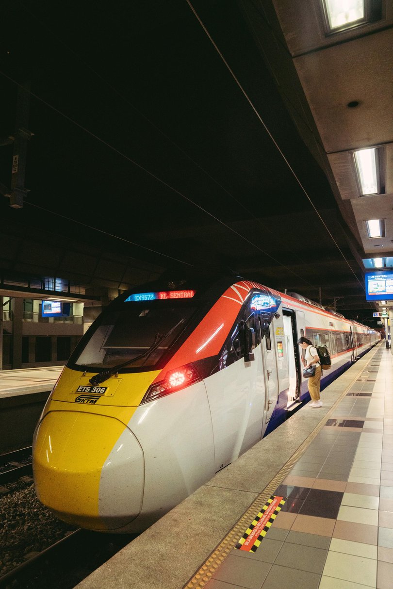 The Malaysian Electric Train Service from JB Sentral to Kuala Lumpur in Johor Bahru, Malaysia.