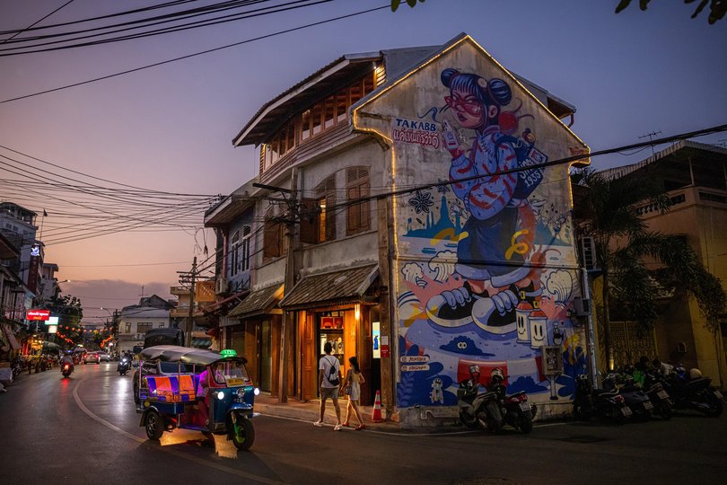 The exterior of Khao San Sek in Bangkok, Thailand.