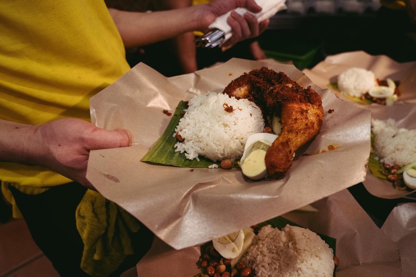 Nasi lemak is prepared at Village Park Restaurant in Damansara Utama, Petaling Jaya, Malaysia.