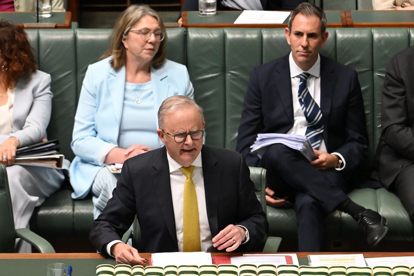 Anthony Albanese and Jim Chalmers during Question Time this week.