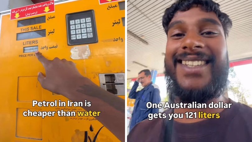 The Aussie tourist stopped at a service station and compared the petrol prices in Iran to Australia.