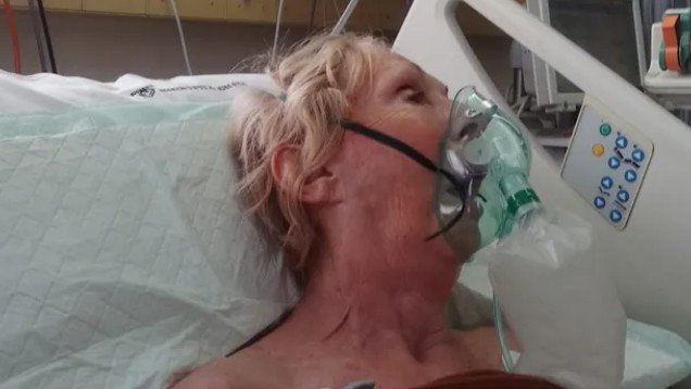 The 79-year-old grandmother was taken to hospital in Bali after a devastating fall in a restaurant.