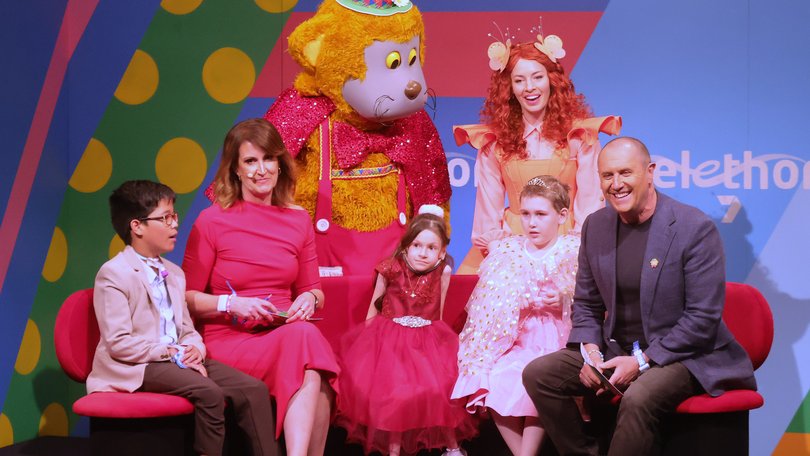 Little Telethon stars Aiden Narsico, Olivia Street and Paige McKay meet Natalie Barr, Fat Cat, Emma Memma and Larry Emdur.