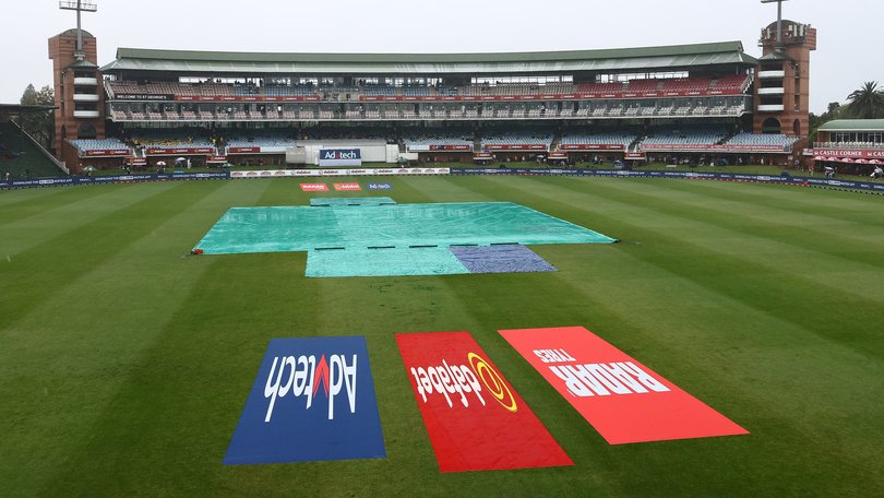 A general view during a rain delay.