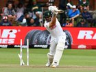 Aiden Markram of South Africa loses their wicket.