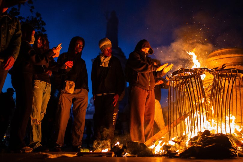 Police clash with protesters during a demonstration.