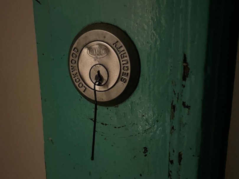 A bobby pin found in Mr Baird’s door. Picture: NewsWire Handout