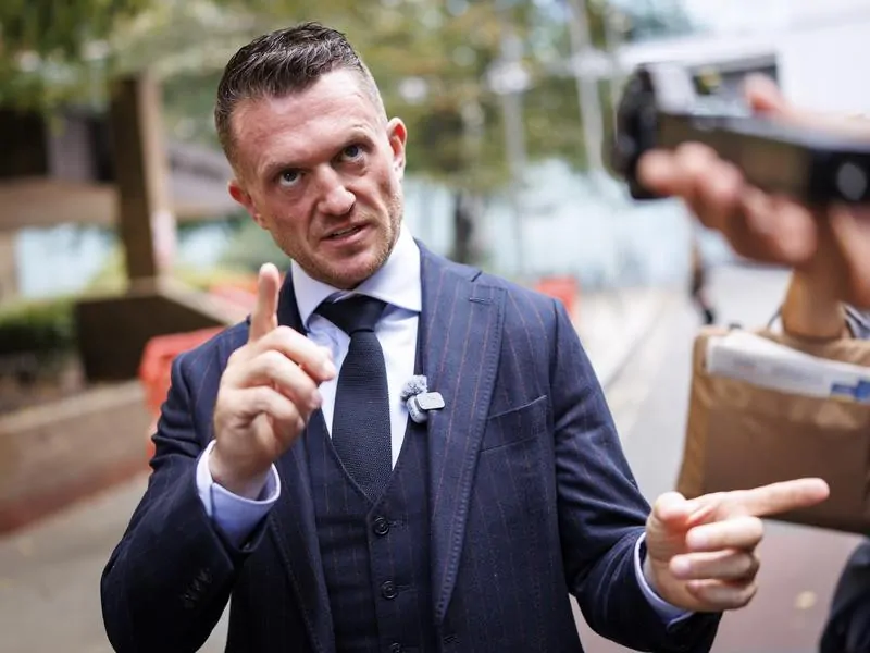 Tommy Robinson will face two harassment charges in a London court. (EPA PHOTO)