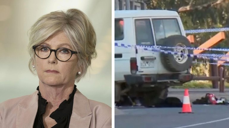 Independent MP Helen Haines was allegedly attacked outside her Wangaratta office, pictured right after the incident.