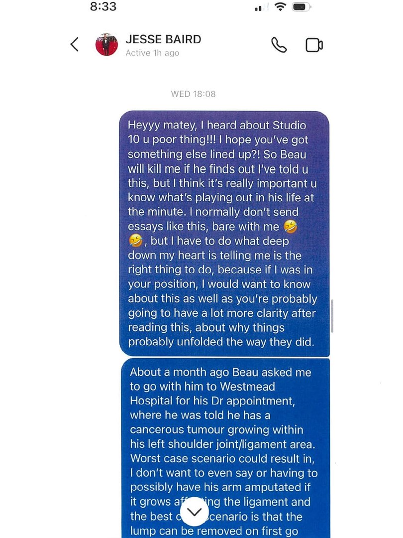 Mr Lamarre-Condon allegedly used his friend’s phone to send Mr Baird a series of Instagram messages in November 2023. Picture: Court exhibit