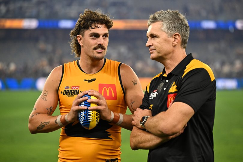 Luke Jackson and Justin Longmuir at AFL Origin.