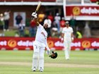 Temba Bavuma of South Africa celebrates his century.