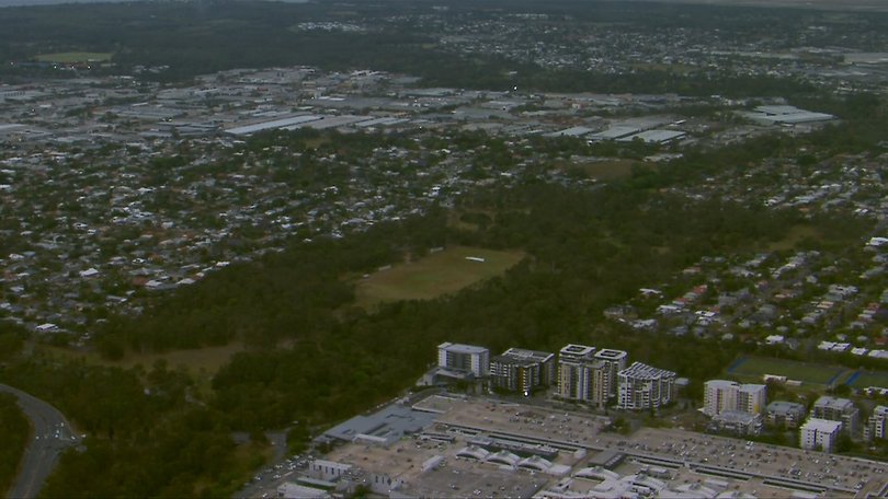 The park near Westfield Chermside, where detectives are investigating the death of a 48-year-old man.