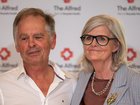 Helen Haines' husband Phil Haines has addressed the media, supported by Governor-General Sam Mostyn. 