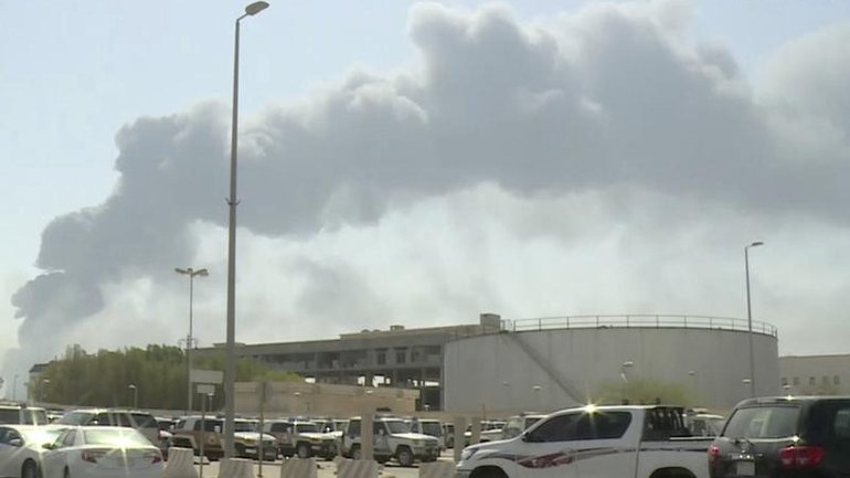 Two people were killed in Saudi Arabia after debris from a drone fell near an oil facility. (AP PHOTO)