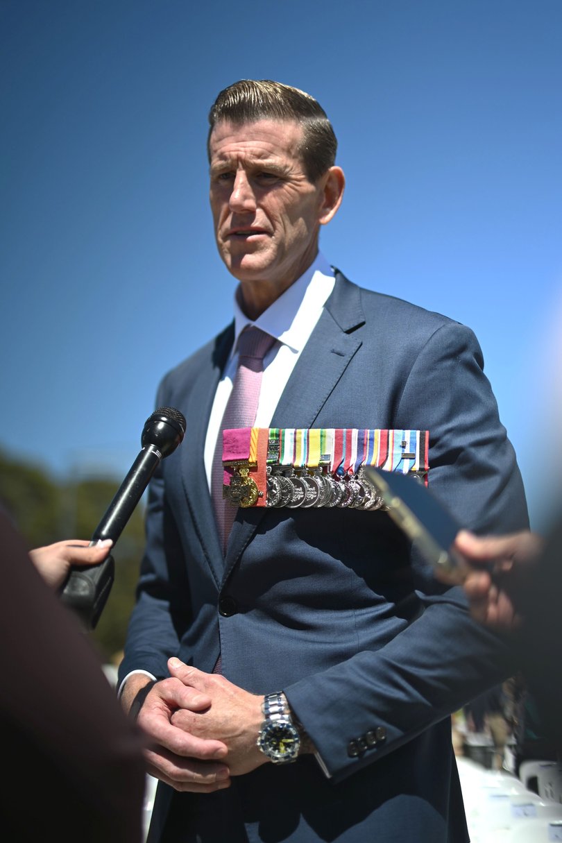 Ben Roberts-Smith attends the national commemorative service at the Australian War Memorial. 