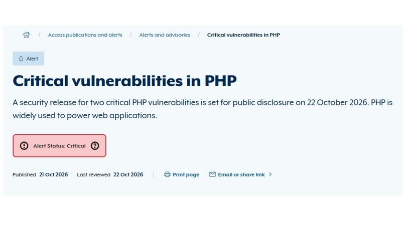 The Australian Signals Directorate’s X page on Wednesday night announced “critical vulnerabilities” with PHP.