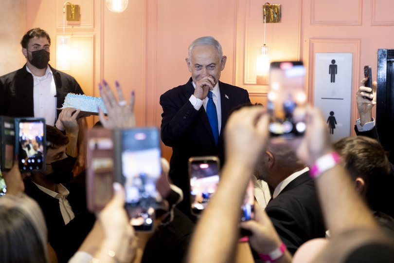  Benjamin Netanyahu greets supporters during an election campaign event ahead of Israel's general elections scheduled for next week.