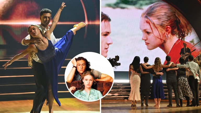 Julia Stiles and Ezra Sosa paid tribute to Heath Ledger with an emotional dance on Dancing With The Stars.