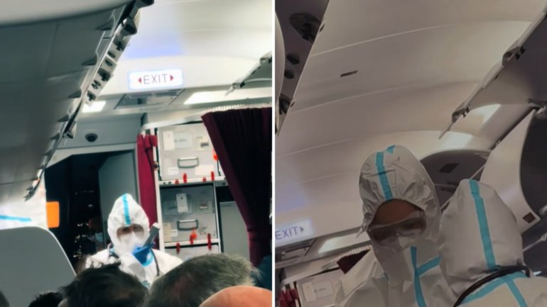 The flight was met with ambulances upon landing.