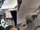 The flight was met with ambulances upon landing.
