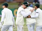 South Africa players celebrate victory.