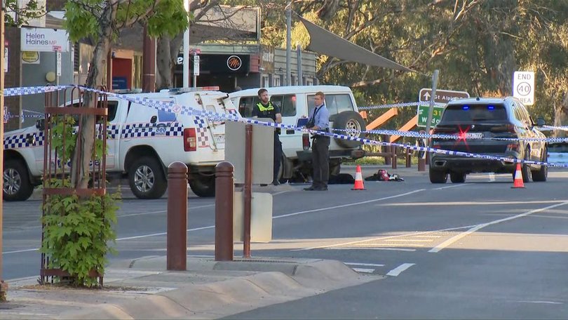 The scene of the attack on MP Helen Haines outside her electorate office in regional Victoria.