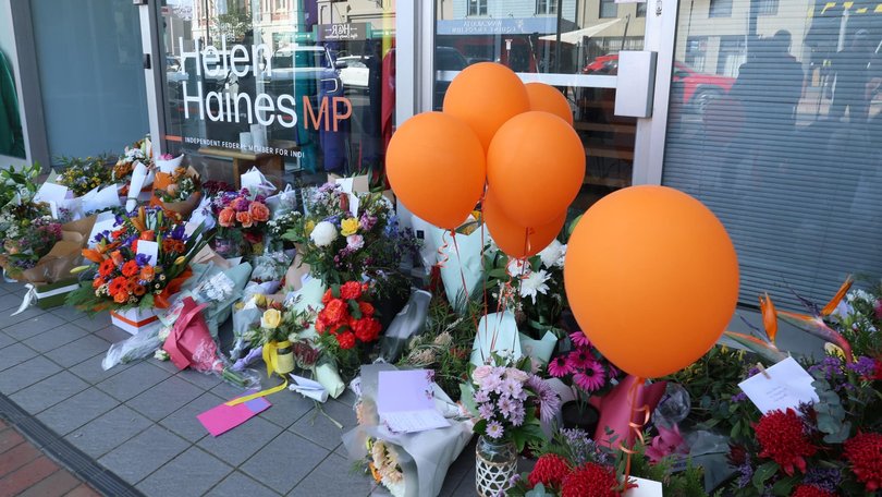 Trbutes outside Helen Haines’ office.