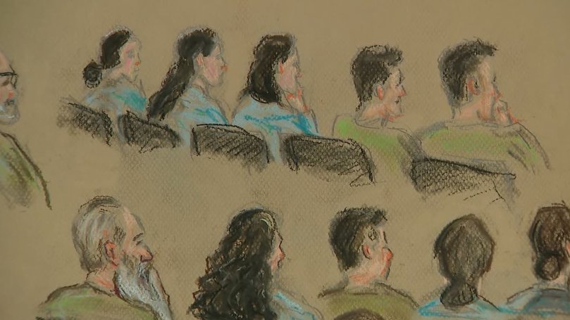 Fourteen members of a cult-like religious circle The Saints were sentenced for killing eight-year-old Elizabeth Struhs, by withholding her insulin medication. Picture: Court Sketch / NewsWire