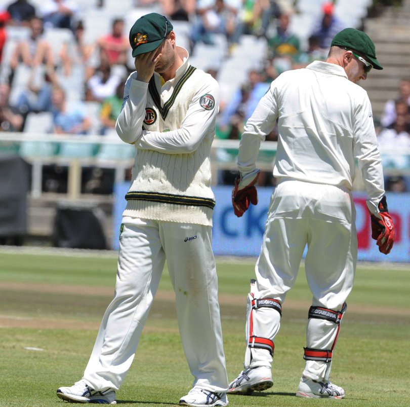 Michael Clarke of Australia looks dejected during day three of the 1st Test match between South Africa and Australia at Sahara Park Newlands.