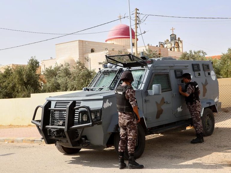 Security has been stepped up in Jordan after a deadly attack on St George's Greek Orthodox Church. (AP PHOTO)