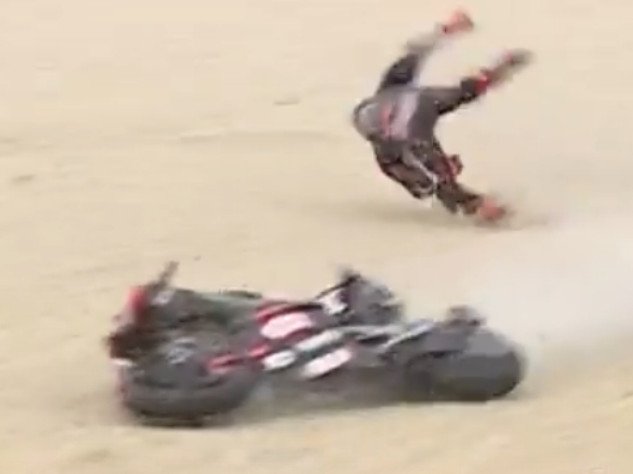 Jorge Martin came off his bike in a tussle with Marc Marquez.