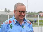 Anthony Albanese arrives for a traditional welcome ceremony as part of the Pacific Pre-COP31 Summit this month.