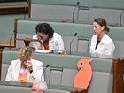 Independent member for Kooyong Monique Ryan, Independent member for Mackellar Sophie Scamps and Independent member for Wentworth Allegra Spender during tributes to Independent member for Indi Helen Haines in the House of Representatives at Parliament House in Canberra, Monday, October 26, 2026. (AAP Image/Mick Tsikas) NO ARCHIVING MICK TSIKAS