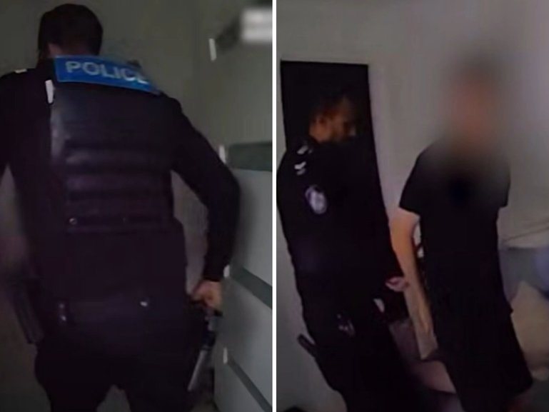 Dramatic police footage has captured the moment officers arrested a 15-year-old boy following an alleged hooning spree.