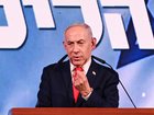 Benjamin Netanyahu speaks to supporters at the Likud Party election-night event at the Teddy Hall, International Convention Centre.
