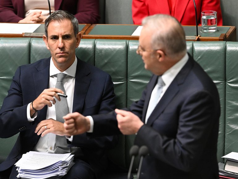  Jim Chalmers and Anthony Albanese during Question Time today