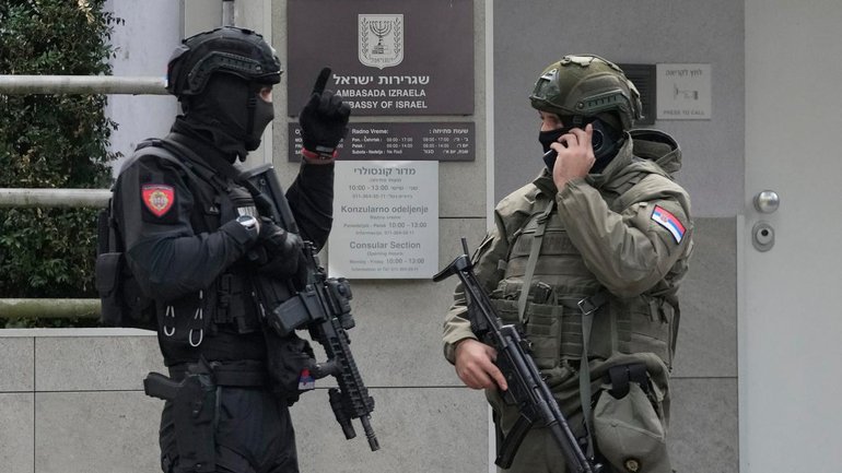 Serbia's security threat level is at the highest level after an attack outside the Israeli embassy. (AP PHOTO)