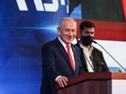 Israeli Prime Minister and Likud party leader Benjamin Netanyahu speaks to supporters at the Likud Party election-night event.