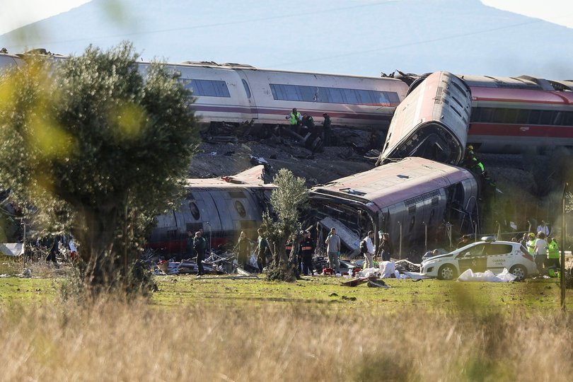 Passengers removed from the train streamed along a road near the scene.