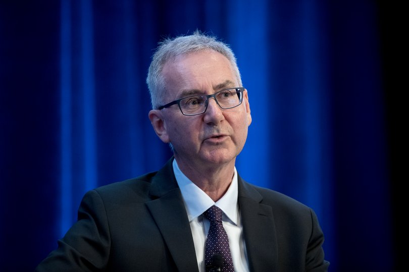 John Lonsdale, chair of the Australian Prudential Regulation Authority, speaks during the Financial Review Banking Summit in Sydney, Australia, on Tuesday, March 18, 2025. Australia’s central bank cut interest rates in February for the first time in four years as inflation slowed, but has said it’s cautious about future decisions. Photographer: Brent Lewin/Bloomberg
