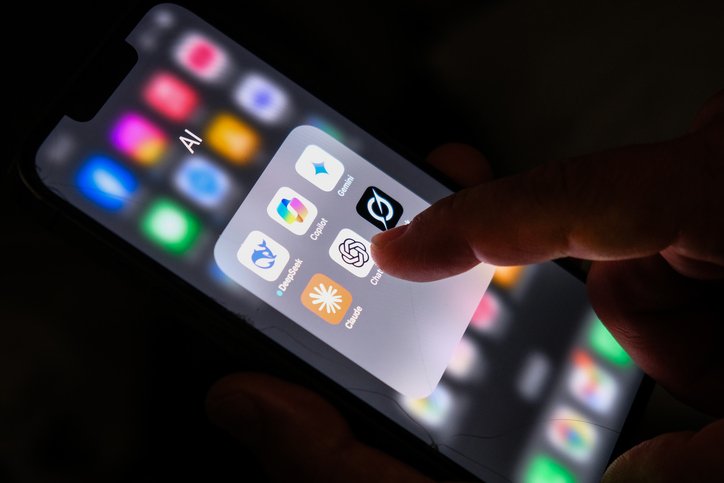 Apple iPhone screen with Artificial Intelligence icons