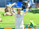 Josh Inglis of Australia celebrates scoring a century.