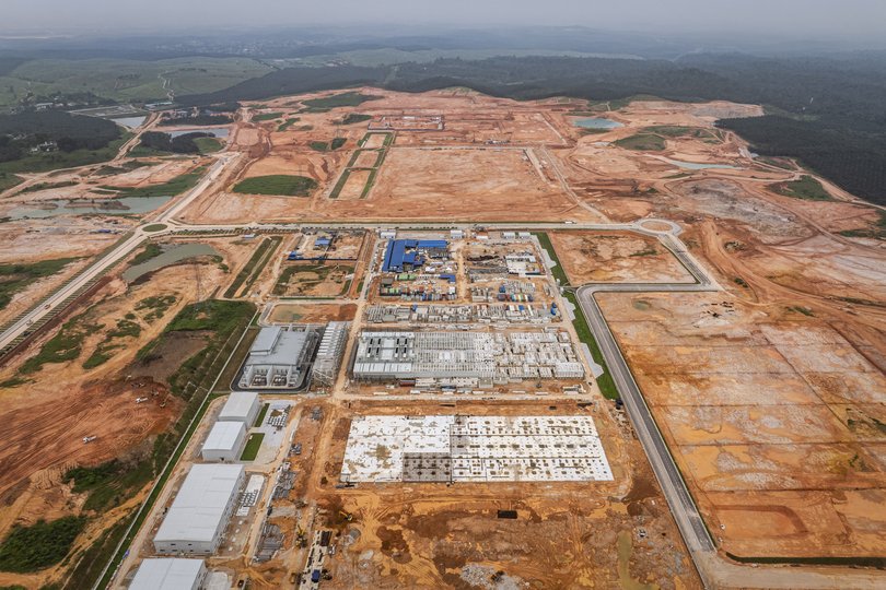 A large data centre under construction by Megaspeed in Kota Tinggi, Malaysia, across the border from Singapore, October 22, 2026. 