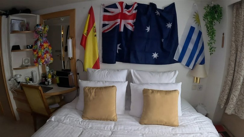 Rina Cavazza’s cabin aboard the Villa Vie Odyssey, where she had spent about 25 months before passengers were told the ship’s operations were being suspended.