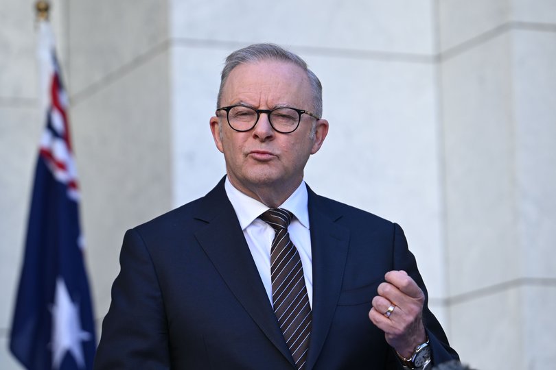Anthony Albanese holds a press conference at Parliament House, Canberra.