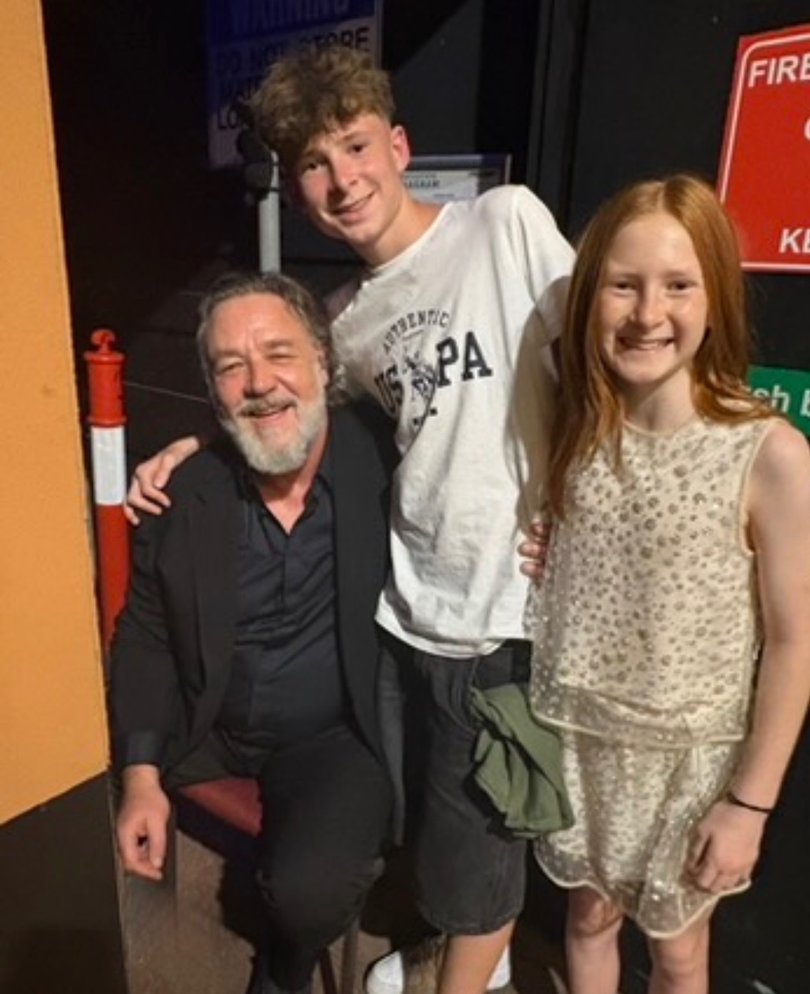 Russell Crowe with Anna Baker's children Luka and Frankie.
