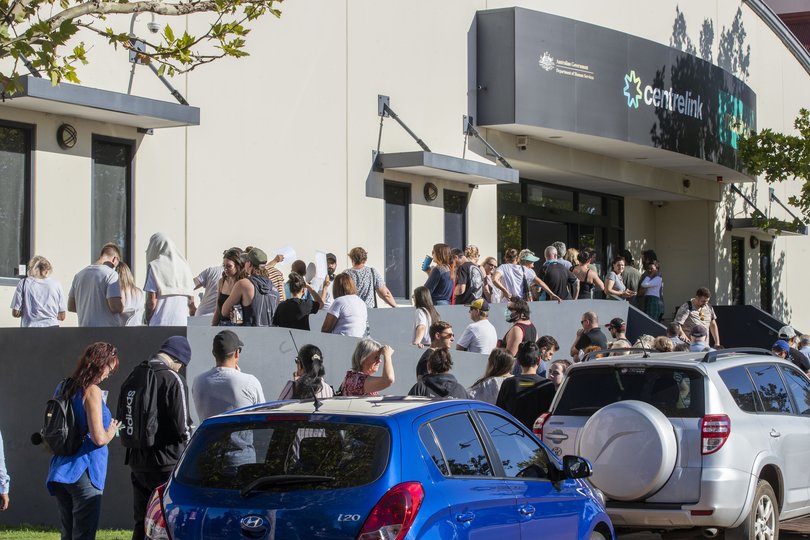 Corona Virus / COVID-19 Centrelink queue, Midland Picture: Simon Santi The West Australian