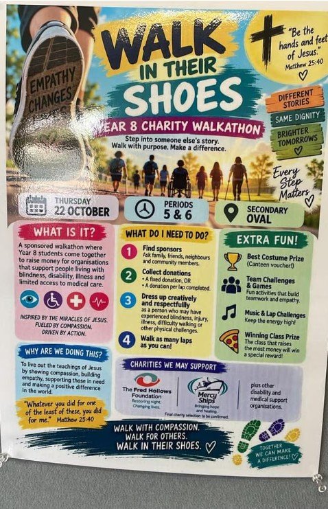 Flinders Christian Community College’s event poster for the Walkathon.